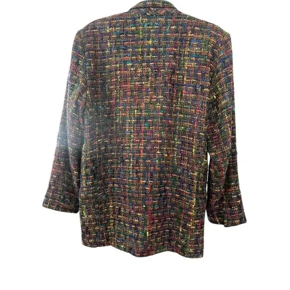VP Collections Jacket Women XL Multicolor Button Blazer Tweed Retro Wool Office