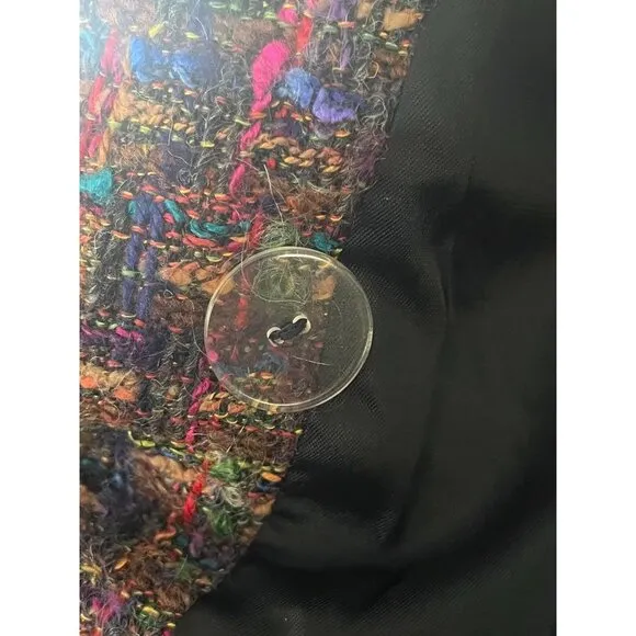 VP Collections Jacket Women XL Multicolor Button Blazer Tweed Retro Wool Office