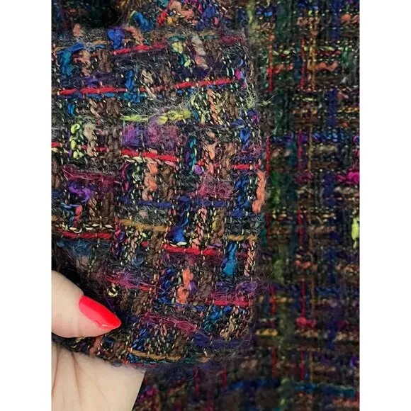 VP Collections Jacket Women XL Multicolor Button Blazer Tweed Retro Wool Office