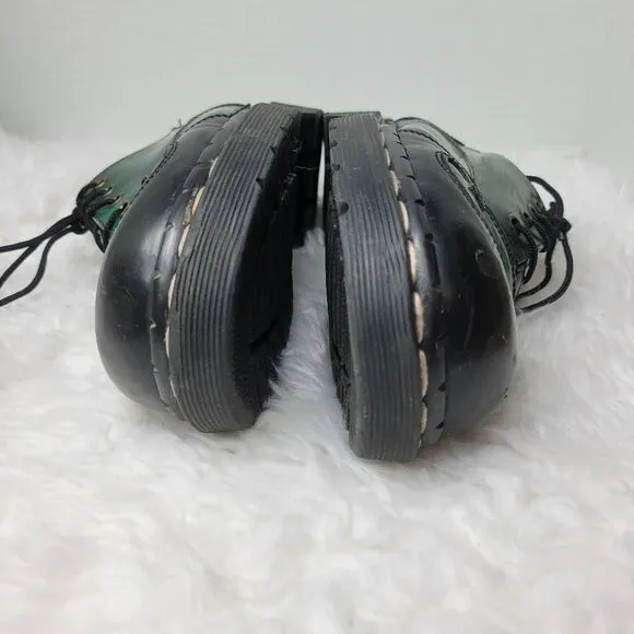 Vtg 90s TredAir Women's Shoes Sz 6.5  Black Green Leather Oxford Spiral Stitched