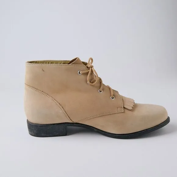 Vtg Ariat Josie Womens US 10 M Western Boots Suede Kiltie Cowgirl Roper 12201