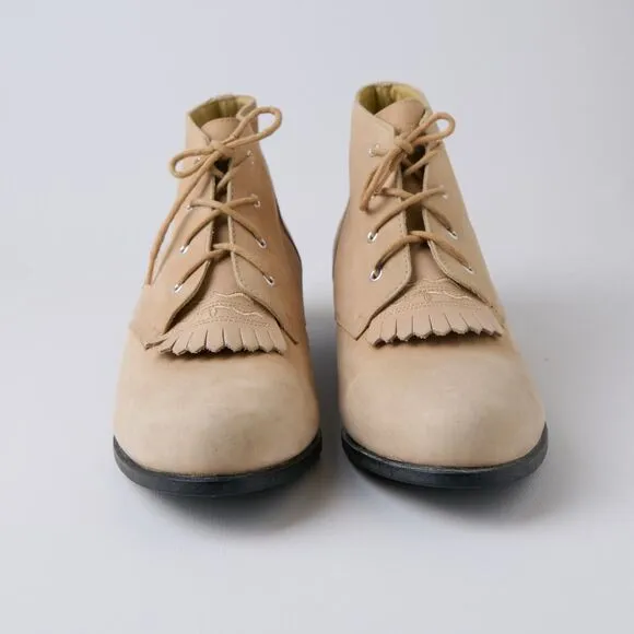 Vtg Ariat Josie Womens US 10 M Western Boots Suede Kiltie Cowgirl Roper 12201