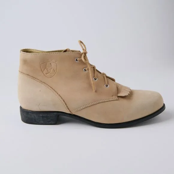 Vtg Ariat Josie Womens US 10 M Western Boots Suede Kiltie Cowgirl Roper 12201
