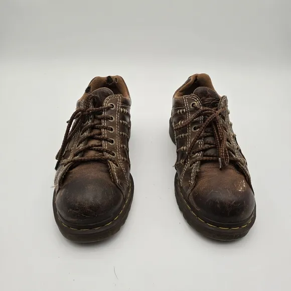 Vtg Dr Martens Shoes Womens 12 Leather Brown Oxford Lace Up 90s Y2K Low Top