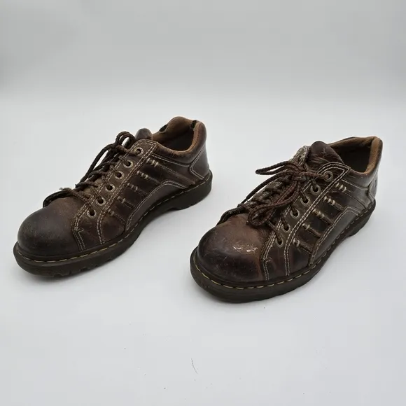 Vtg Dr Martens Shoes Womens 12 Leather Brown Oxford Lace Up 90s Y2K Low Top