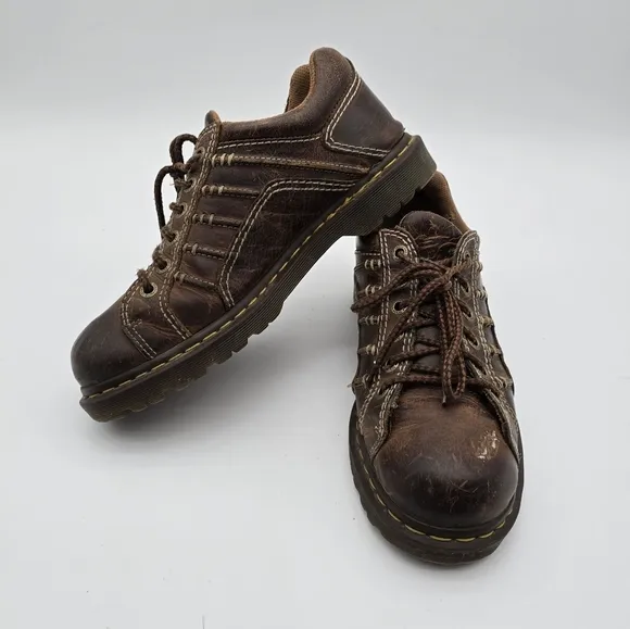 Vtg Dr Martens Shoes Womens 12 Leather Brown Oxford Lace Up 90s Y2K Low Top