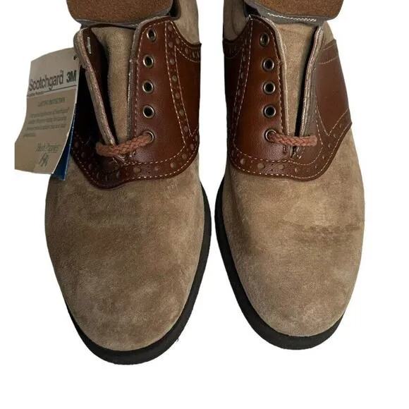Vtg Hush Puppies Two Tone Brown Suede Leather Kiltie Golf Shoes Metal Cleats 8.5