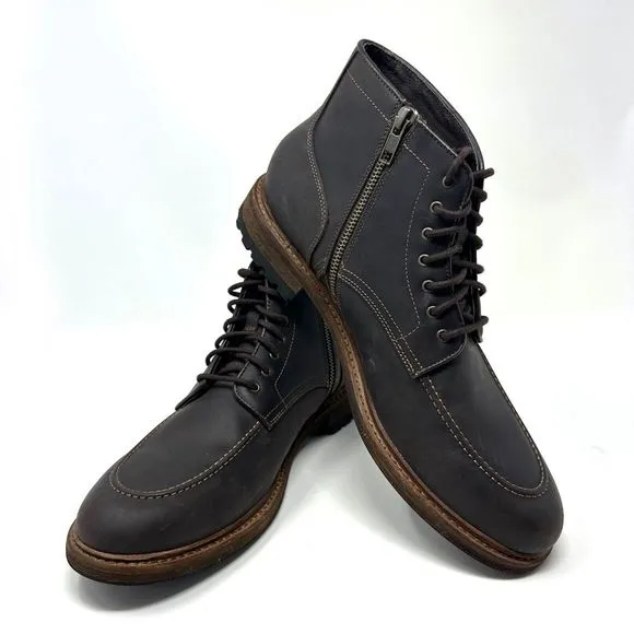 Warfield‎ &amp; Grand Essex Leather Side-Zip Lace-Up Mens Brown Boots Size 10.5 M