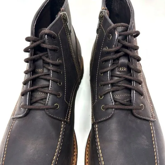 Warfield‎ &amp; Grand Essex Leather Side-Zip Lace-Up Mens Brown Boots Size 10.5 M