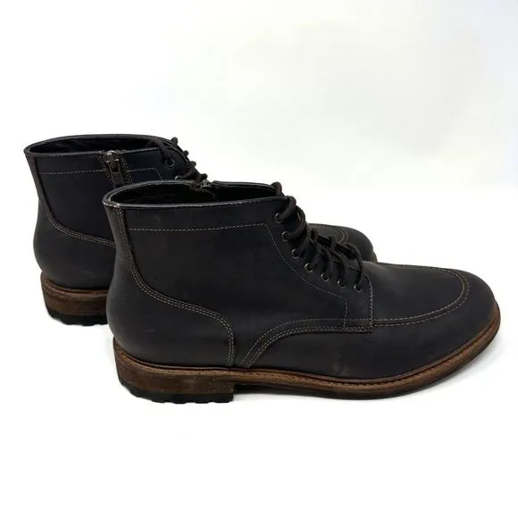 Warfield‎ &amp; Grand Essex Leather Side-Zip Lace-Up Mens Brown Boots Size 10.5 M