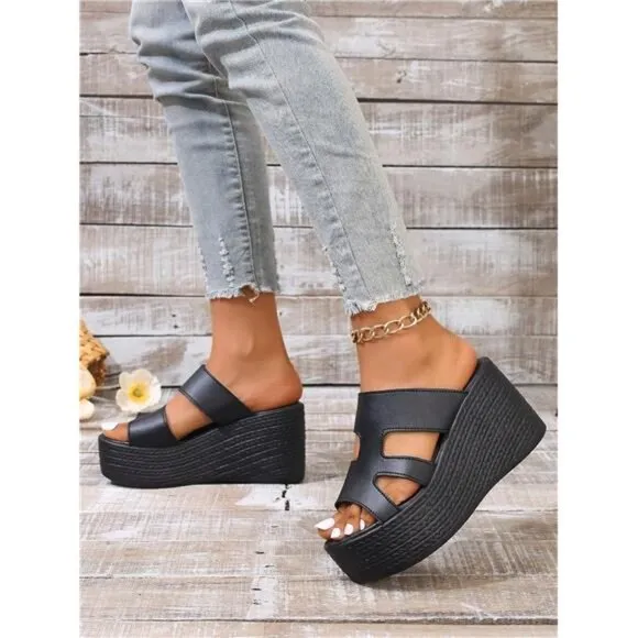 Waterproof Platform Fashionable Wedge Heel Sandals With Thick Sole