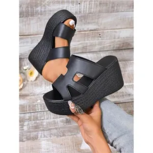 Waterproof Platform Fashionable Wedge Heel Sandals With Thick Sole