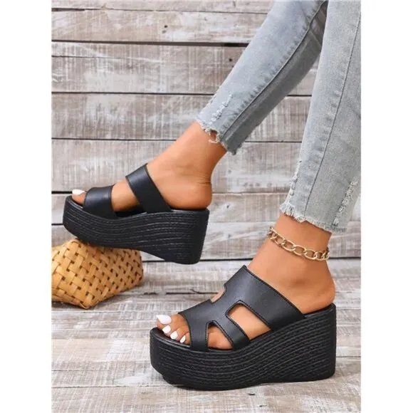Waterproof Platform Fashionable Wedge Heel Sandals With Thick Sole