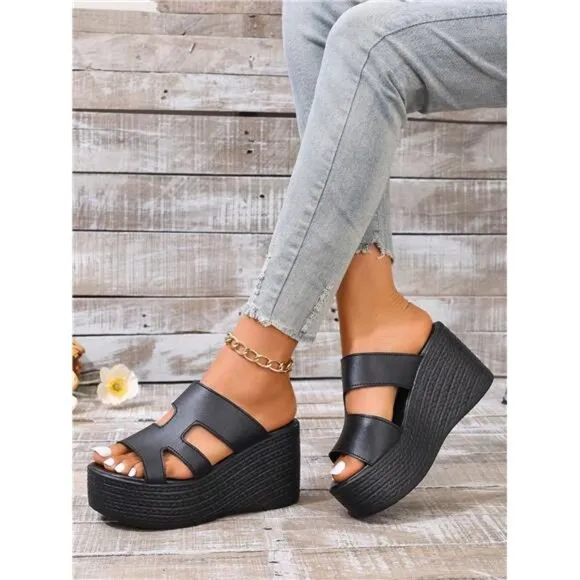 Waterproof Platform Fashionable Wedge Heel Sandals With Thick Sole