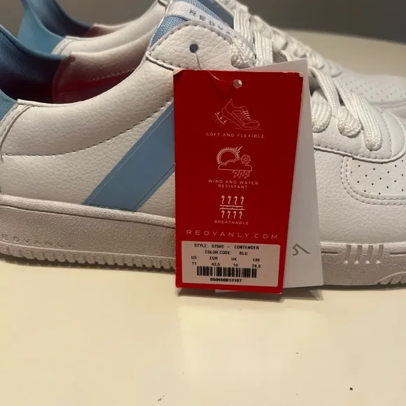 White and Blue Athletic Shoes with Classic Court Design