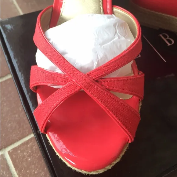 White House Black Market Red Espadrille Wedges Size 10