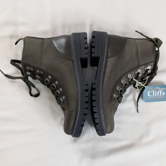 White Mountain Moss Green Lace Up Cliffs Maximal Ankle Boots NEW
