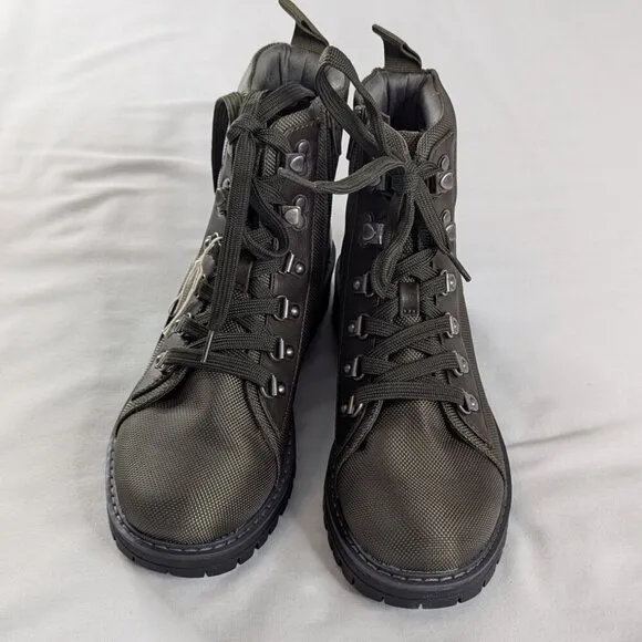 White Mountain Moss Green Lace Up Cliffs Maximal Ankle Boots NEW