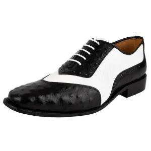 William Genuine Leather Two Tonned Lizard/Ostrich Print Oxford Shoes