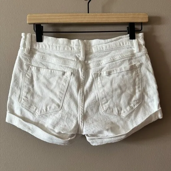 Women's 26 Frame Le Cutoff White Denim Shorts Zipper Fly Gold Hardware Summer