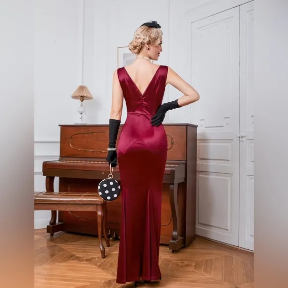 Women's 30s Brief Elegant Mermaid Sleeveless Gowns Formal Evening Dress
