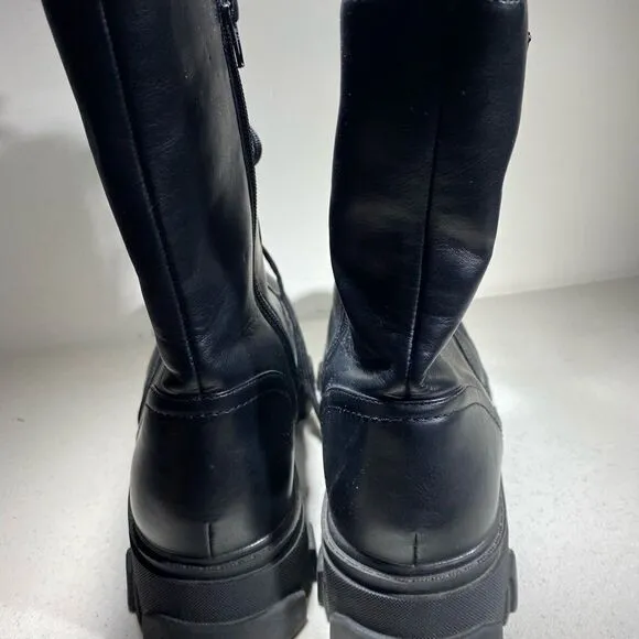Women’s Bebe Oprah Combat Boots Lace Up Black Synthetic, Size 11 Great Condition
