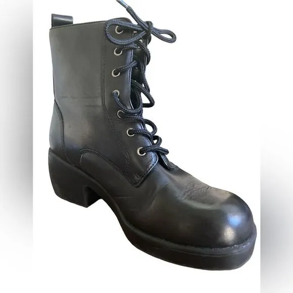 Women's Bernardo X Anthropologie Black Combat Boots Size 7.5
