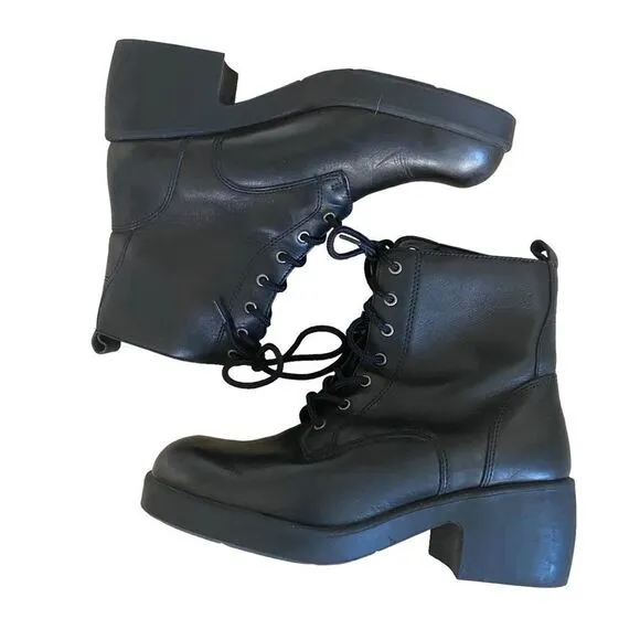 Women's Bernardo X Anthropologie Black Combat Boots Size 7.5