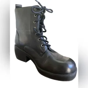Women's Bernardo X Anthropologie Black Combat Boots Size 7.5