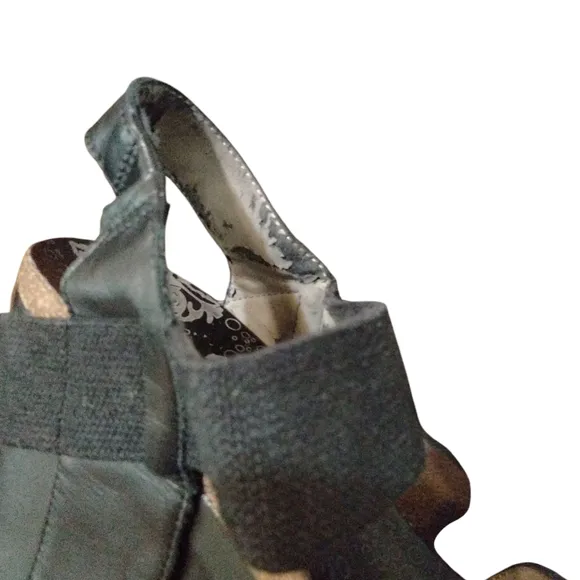 Women's Black Platform Wedge Sandals Size 8-9