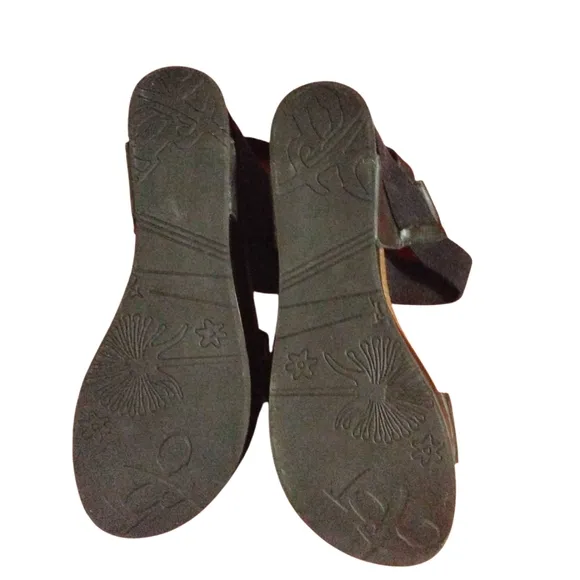 Women's Black Platform Wedge Sandals Size 8-9