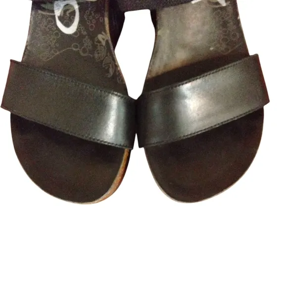 Women's Black Platform Wedge Sandals Size 8-9