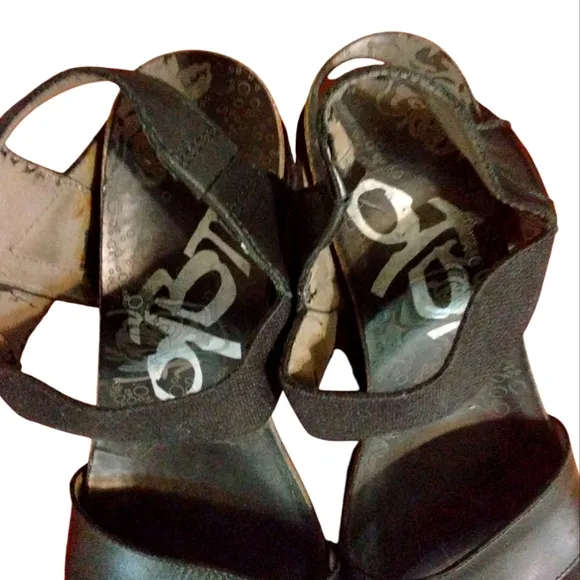 Women's Black Platform Wedge Sandals Size 8-9