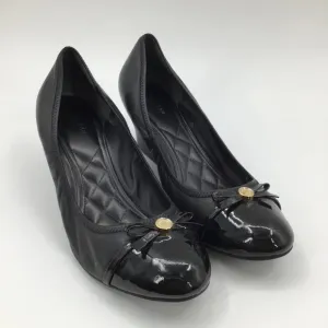 Women's Cole Haan Wedges Heels 11B Patent Leather Round Toe Ballet Black Bows