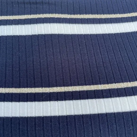 Women's Massimo Dutti Navy Striped Boat Neck Maxi Long Sleeve Knit Dress sz XS