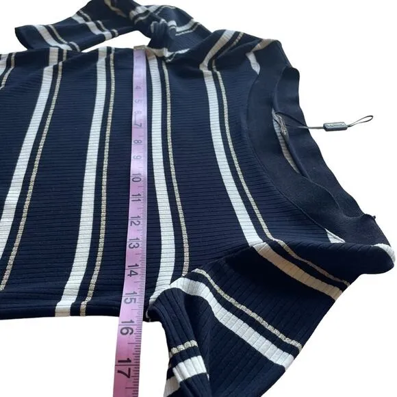 Women's Massimo Dutti Navy Striped Boat Neck Maxi Long Sleeve Knit Dress sz XS