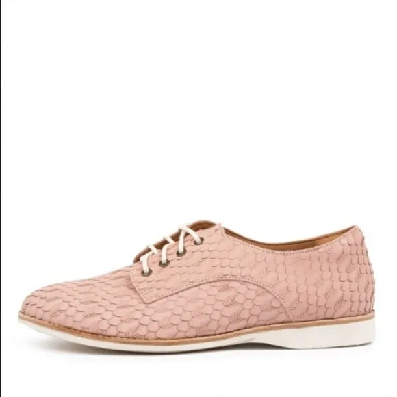 Women’s Rollie derby geo snow pink snake embossed