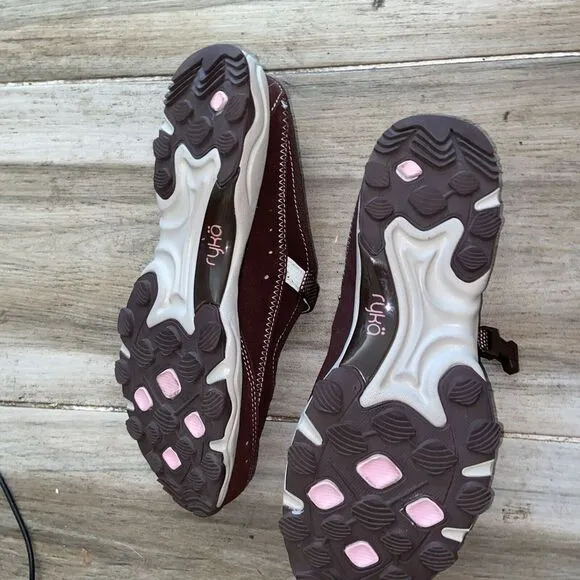 Womens Ryka Lightweight Outdoor Mule Strap Low Shoes -Brown/ Pink- Size‎ 9.5