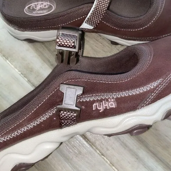 Womens Ryka Lightweight Outdoor Mule Strap Low Shoes -Brown/ Pink- Size‎ 9.5