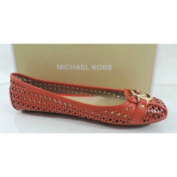 Women's Shoes Michael Kors Fulton Moc Flat Shoes Leather Sienna Orange Size 6.5