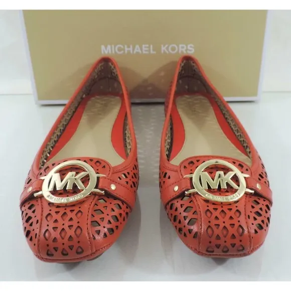 Women's Shoes Michael Kors Fulton Moc Flat Shoes Leather Sienna Orange Size 6.5
