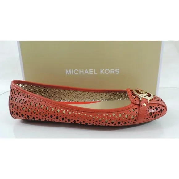 Women's Shoes Michael Kors Fulton Moc Flat Shoes Leather Sienna Orange Size 6.5