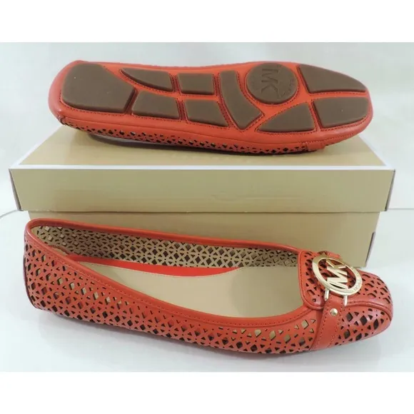 Women's Shoes Michael Kors Fulton Moc Flat Shoes Leather Sienna Orange Size 6.5