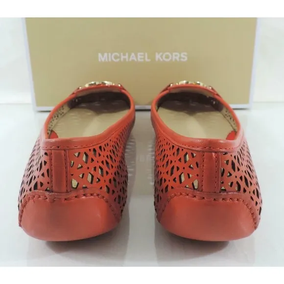 Women's Shoes Michael Kors Fulton Moc Flat Shoes Leather Sienna Orange Size 6.5
