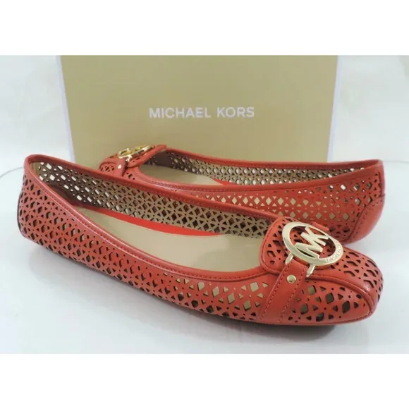 Women's Shoes Michael Kors Fulton Moc Flat Shoes Leather Sienna Orange Size 6.5