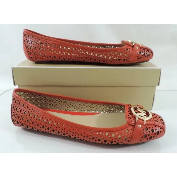 Women's Shoes Michael Kors Fulton Moc Flat Shoes Leather Sienna Orange Size 6.5