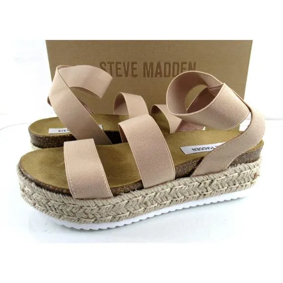 Women's Shoes Steve Madden Kimmie espadrille Wedge Sandals Blush Beige Size 8