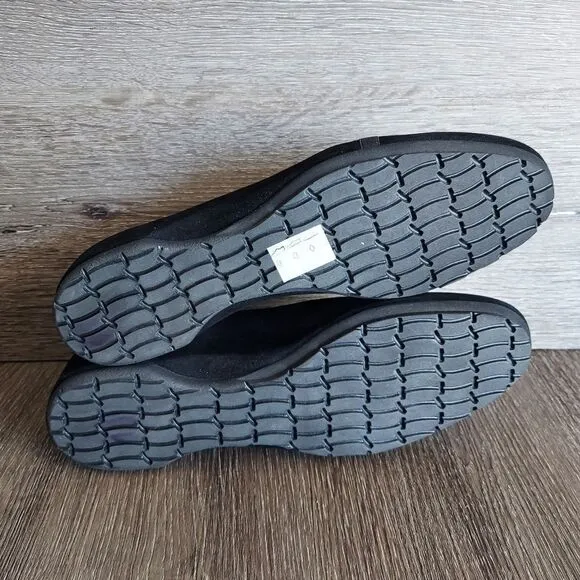 Women’s THIERRY RABOTIN Black Suede Cross Over Ribbon Wedge Shoes, Size 41