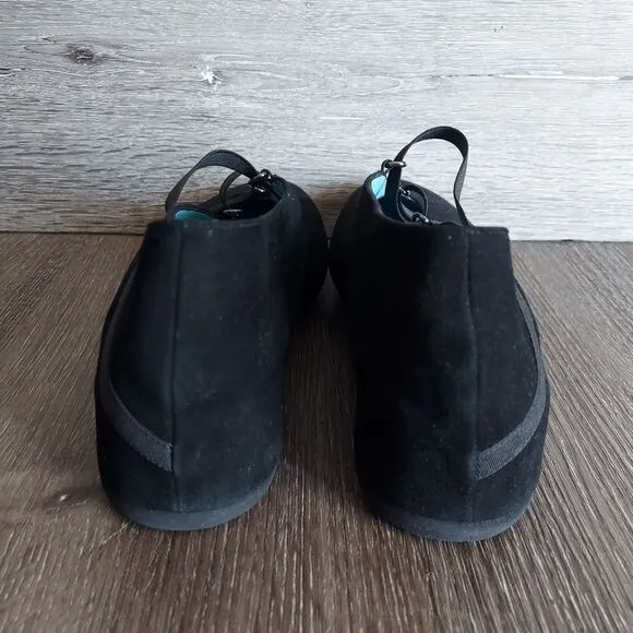 Women’s THIERRY RABOTIN Black Suede Cross Over Ribbon Wedge Shoes, Size 41