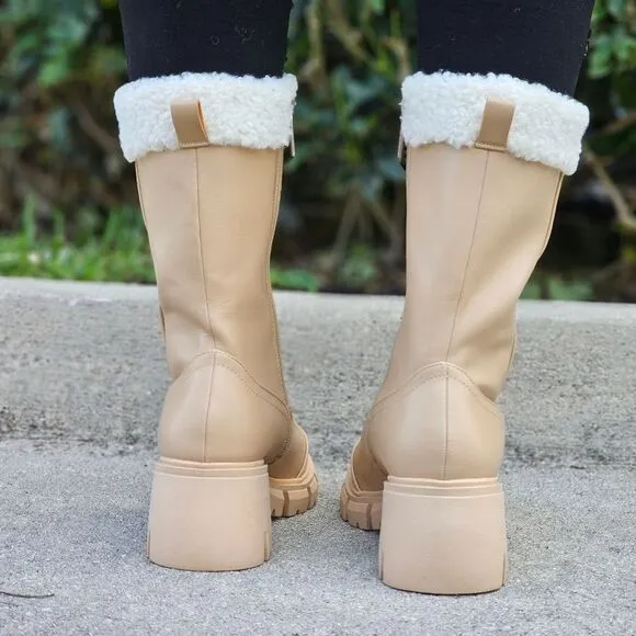 Women's Sherpa Faux Fur Ankle Boot Nude Color
